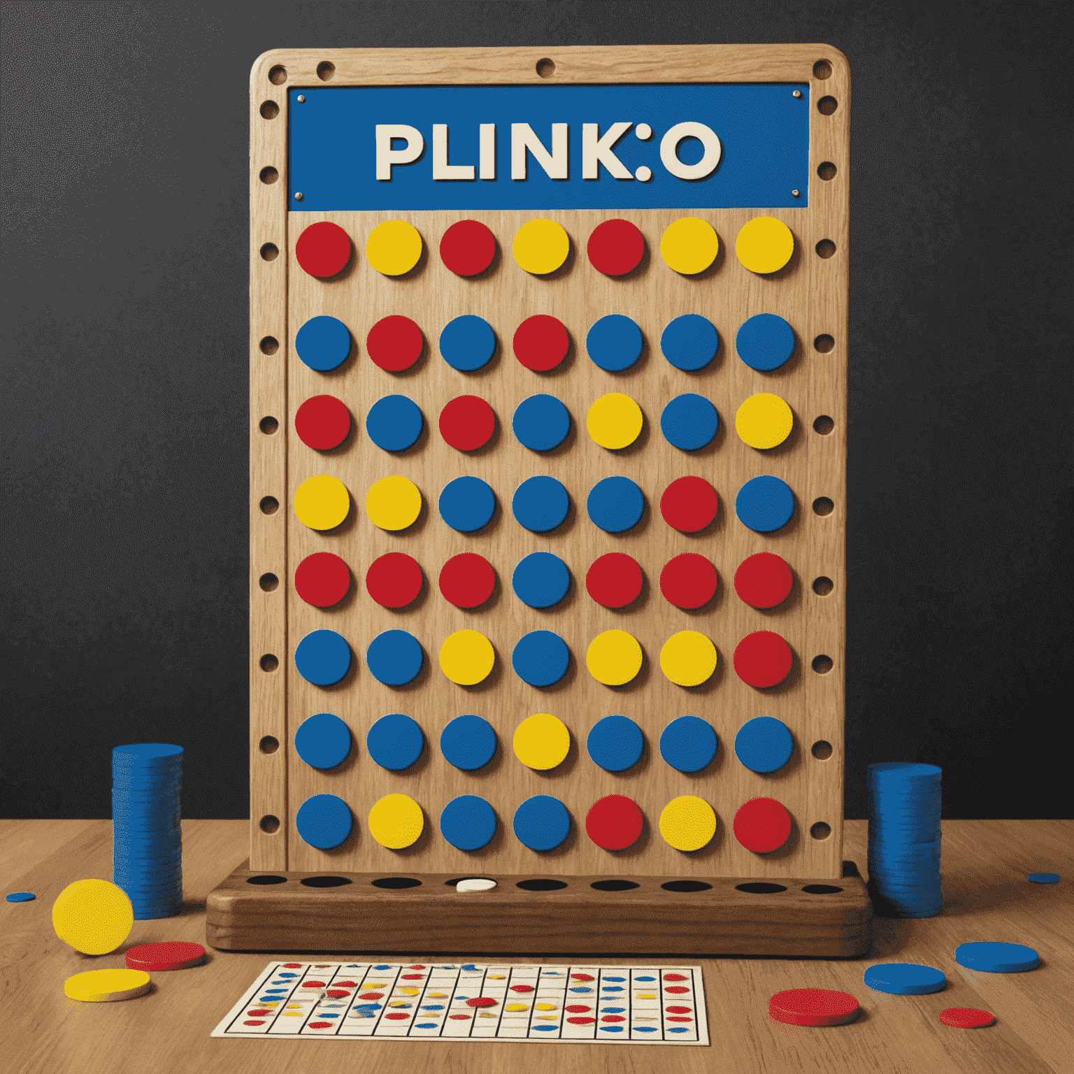 Image illustrant des stratégies de base pour les débutants au jeu de Plinko, montrant un plateau de jeu et des jetons.