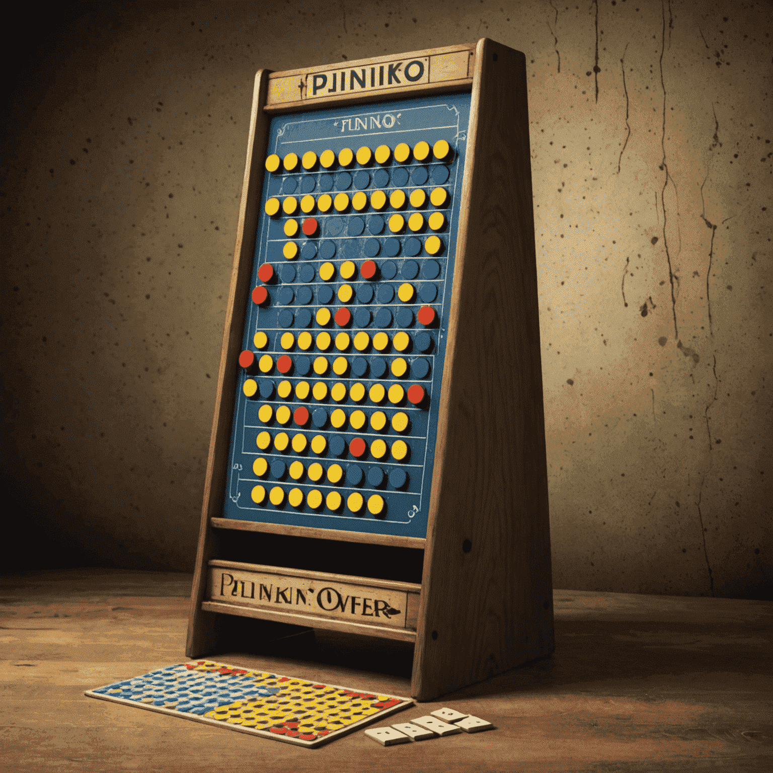 Image illustrant l'histoire de Plinko, montrant d'anciens plateaux de jeu et l'évolution du jeu au fil du temps.